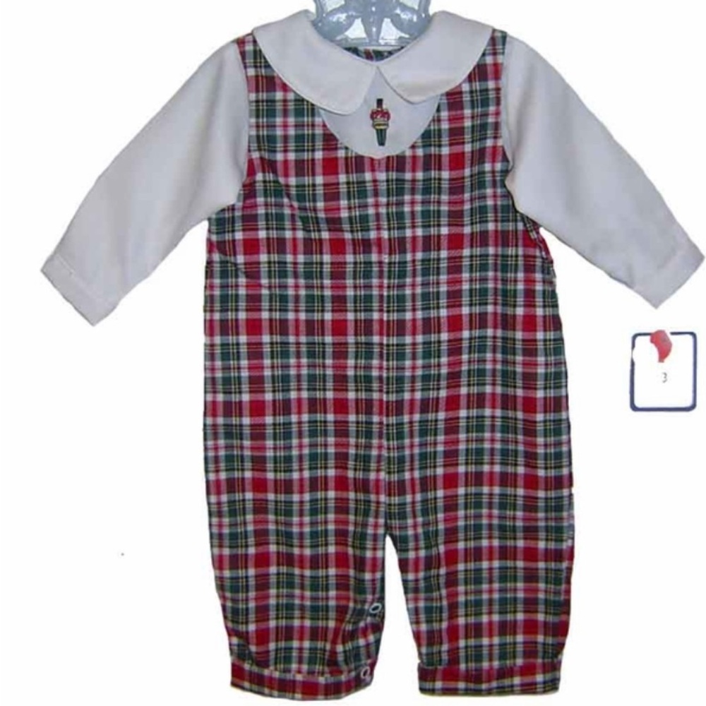 Petite Ami Plaid Nutcracker - Christmas Romper 3 mo